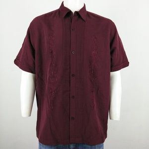 Cubavera burgundy men's short sleeve shirt